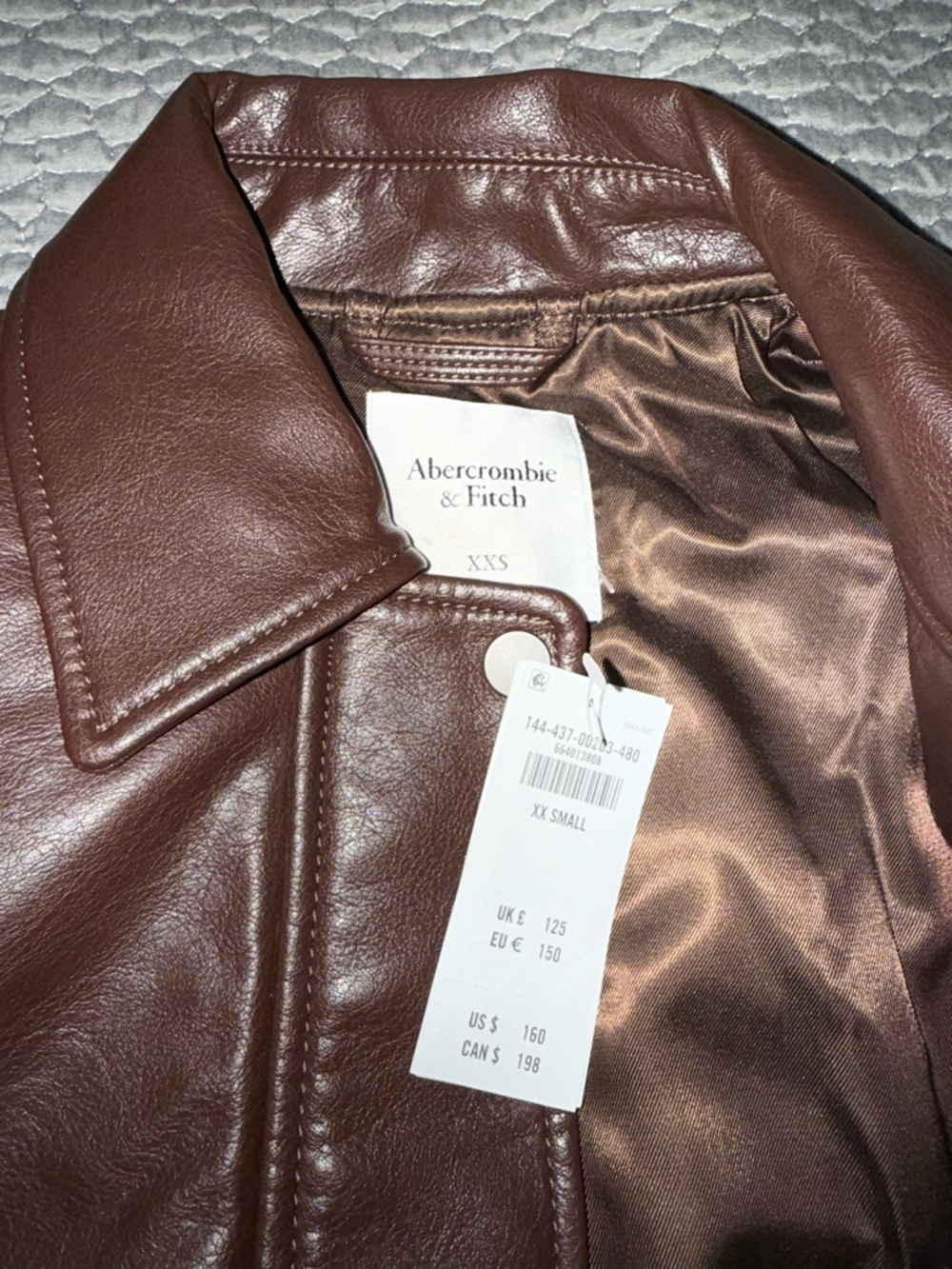 Abercrombie & Fitch Chocolate Brown Faux Leather Jacket